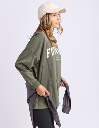 Interval Long Sleeve Tee - Khaki With White