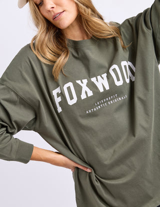 Interval Long Sleeve Tee - Khaki With White