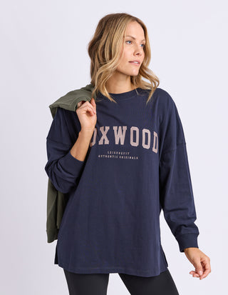 Interval Long Sleeve Tee - Navy With Brown