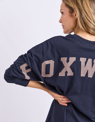 Interval Long Sleeve Tee - Navy With Tan