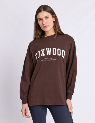 Interval Long Sleeve Tee - Coffee Bean/White