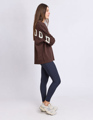 Interval Long Sleeve Tee - Coffee Bean/White