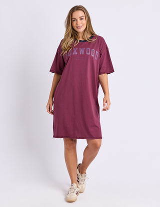 Intentional Contrast Tee Dress - Plum
