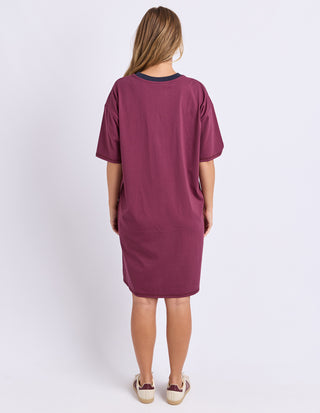 Intentional Contrast Tee Dress - Plum