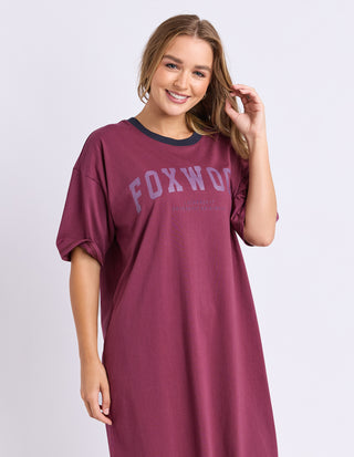 Intentional Contrast Tee Dress - Plum
