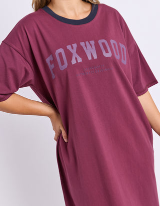 Intentional Contrast Tee Dress - Plum