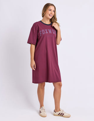Intentional Contrast Tee Dress - Plum