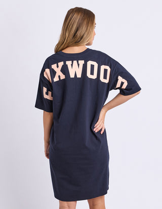 Foxwood Interval Tee Dress Navy, Detail | AAAG