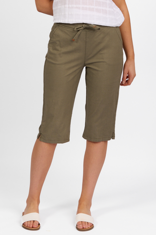 Below The Knee Elastic Waist Pant - Army