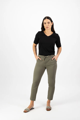 Elastic Waist 7/8 Pants - Army SS