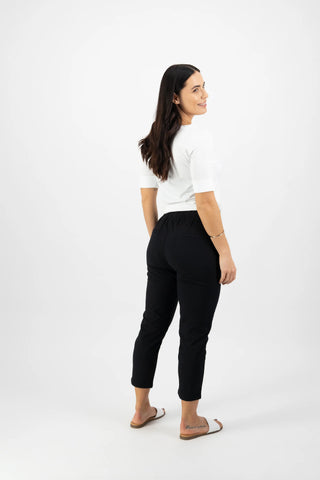 Elastic Waist 7/8 Pants - Black SS