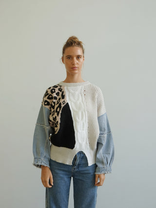 Tessa Jumper - Denim/Leopard