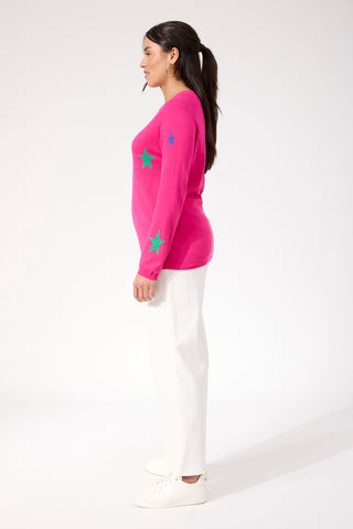 Vermont Star Crew Jumper - Hot Pink