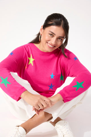 Vermont Star Crew Jumper - Hot Pink