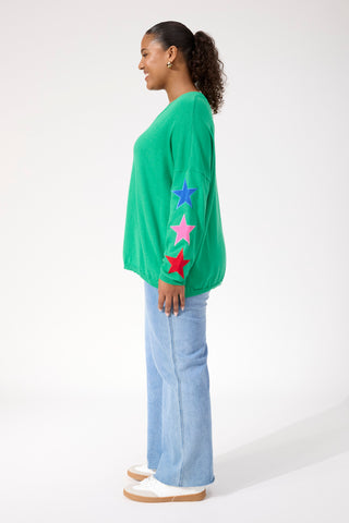 Vermont Star V Neck Jumper - Green