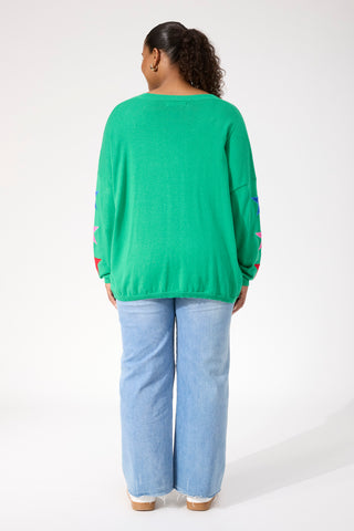 Vermont Star V Neck Jumper - Green