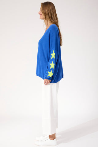 Vermont Star V Neck Jumper - Cobalt