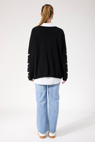 Vermont Star V Neck Jumper - Black