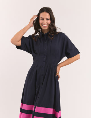 Elm Scarlet Midi Dress Magenta Stripe, Side view | AAAG