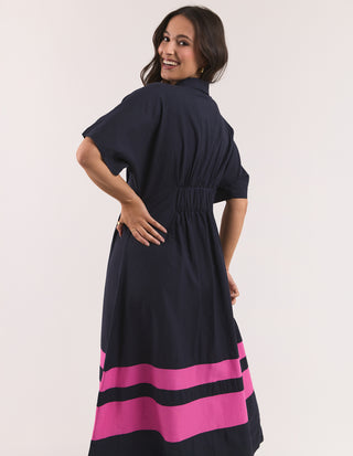 Elm Scarlet Midi Dress Magenta Stripe, Back view | AAAG