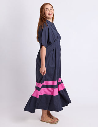Elm Scarlet Midi Dress Magenta Stripe, Close-up | AAAG