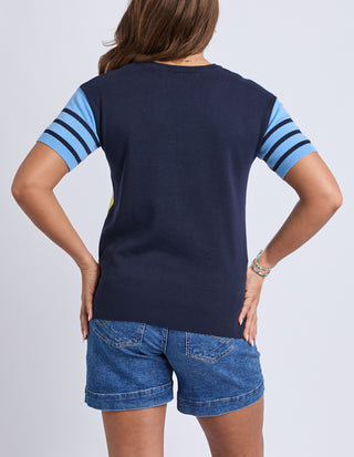 Charlotte Short Sleeve Knit - Azure Blue