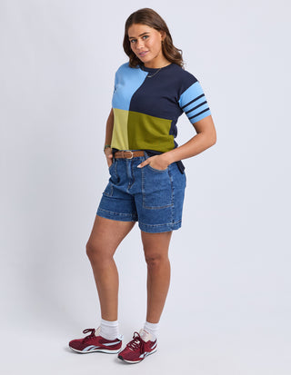 Charlotte Short Sleeve Knit - Azure Blue