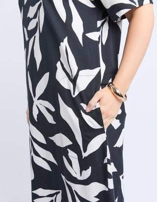 Mimosa Tee Dress - Black Print