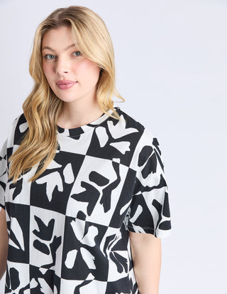 Splice Tee Shirt - Black/White Print