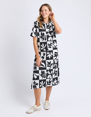 Splice Dress - Black/White Print