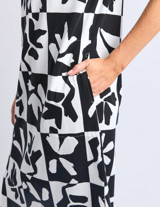 Splice Dress - Black/White Print
