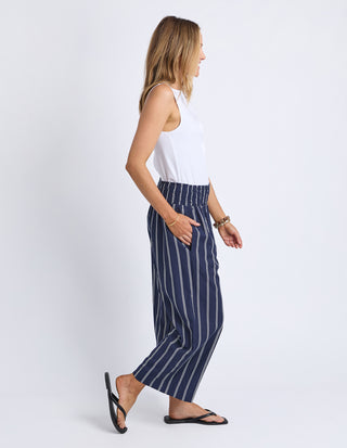Elm Riley Stripe Pants Navy, Styled view | AAAG