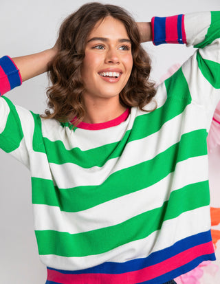 Reggie Long Sleeve Knit - Green/White Stripe