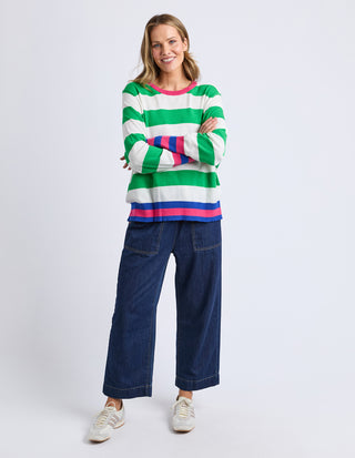 Reggie Long Sleeve Knit - Green/White Stripe