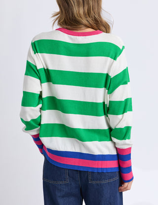 Reggie Long Sleeve Knit - Green/White Stripe