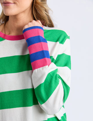 Reggie Long Sleeve Knit - Green/White Stripe