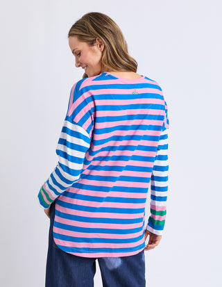 Taffy Stripe Long Sleeve Tee - Blue/Pink Stripe