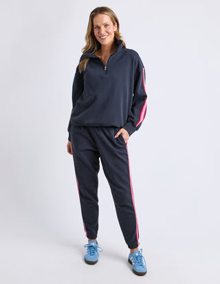 Lover Track Pants - Navy With Pink Stripe