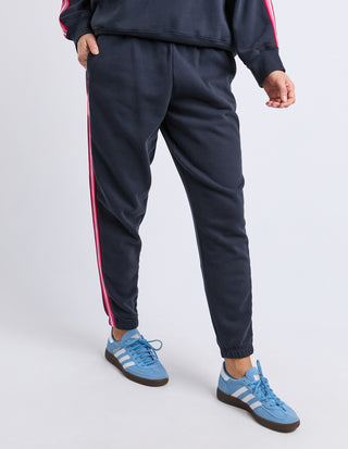 Lover Track Pants - Navy With Pink Stripe