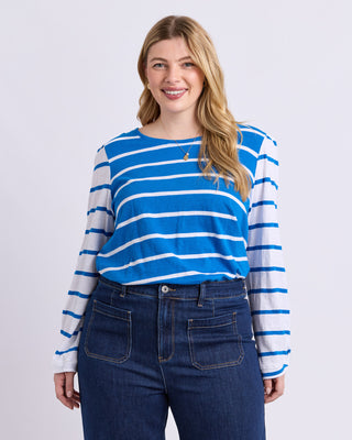 Baia Long Sleeve Tee - Royal And White Stripe