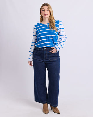 Baia Long Sleeve Tee - Royal And White Stripe