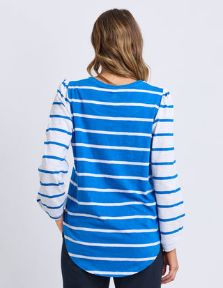 Baia Long Sleeve Tee - Royal And White Stripe