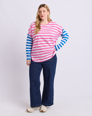 Rouge Stripe Long Sleeve Tee - Pink/White Stripe