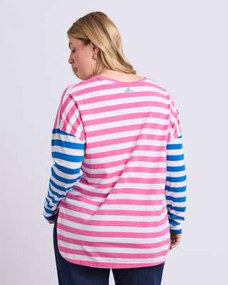 Rouge Stripe Long Sleeve Tee - Pink/White Stripe