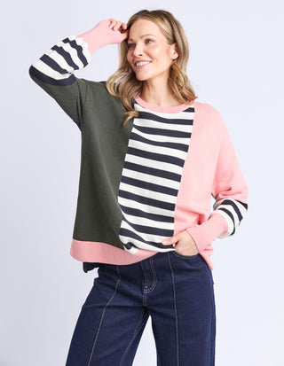 Freja Knit - Navy Block Stripe