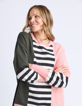 Freja Knit - Navy Block Stripe