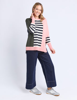 Freja Knit - Navy Block Stripe