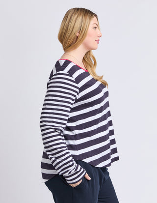 All Sorts Long Sleeve Top - Midnight/white Stripes