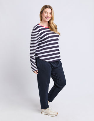 All Sorts Long Sleeve Top - Midnight/white Stripes