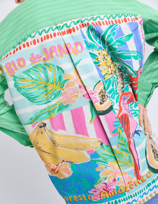 Elm Tropical Muse Shirt Green Briar Stripe, Back print detail | AAAG